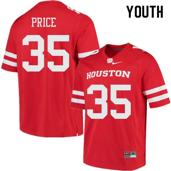 Youth #35 Jayson Price Houston Cougars College Football Jerseys Sale-Red